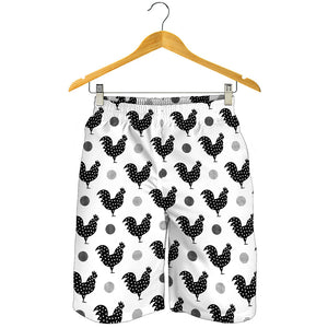 Polka Dot Rooster Pattern Print Men's Shorts