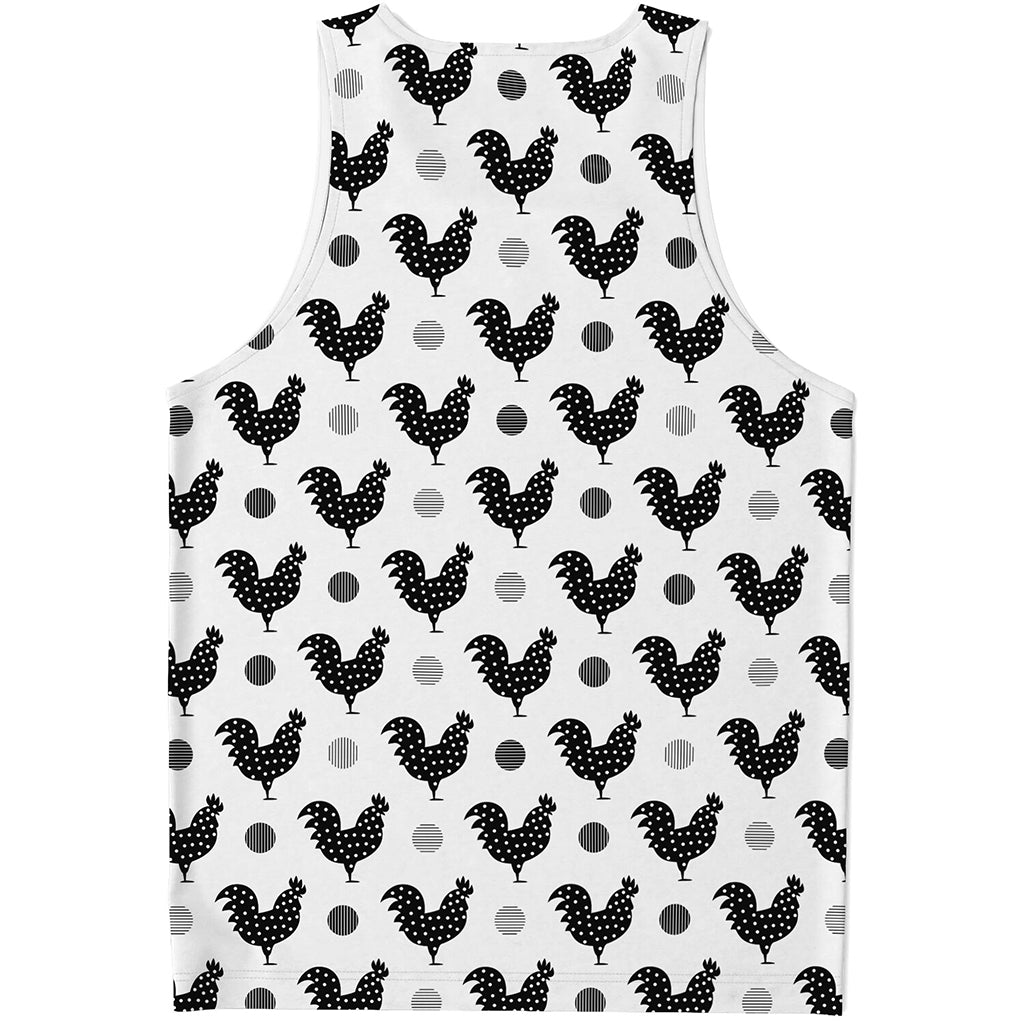 Polka Dot Rooster Pattern Print Men's Tank Top