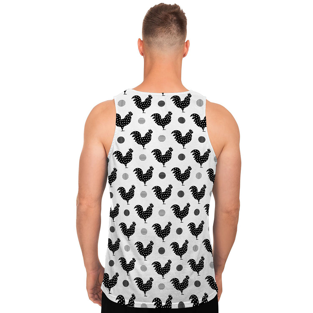 Polka Dot Rooster Pattern Print Men's Tank Top