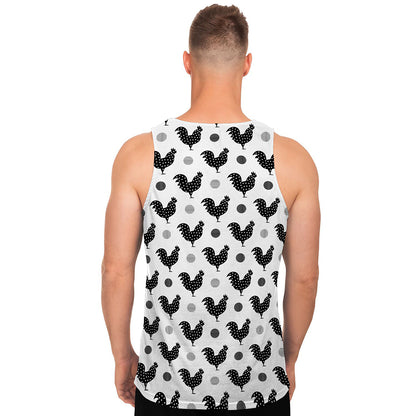 Polka Dot Rooster Pattern Print Men's Tank Top