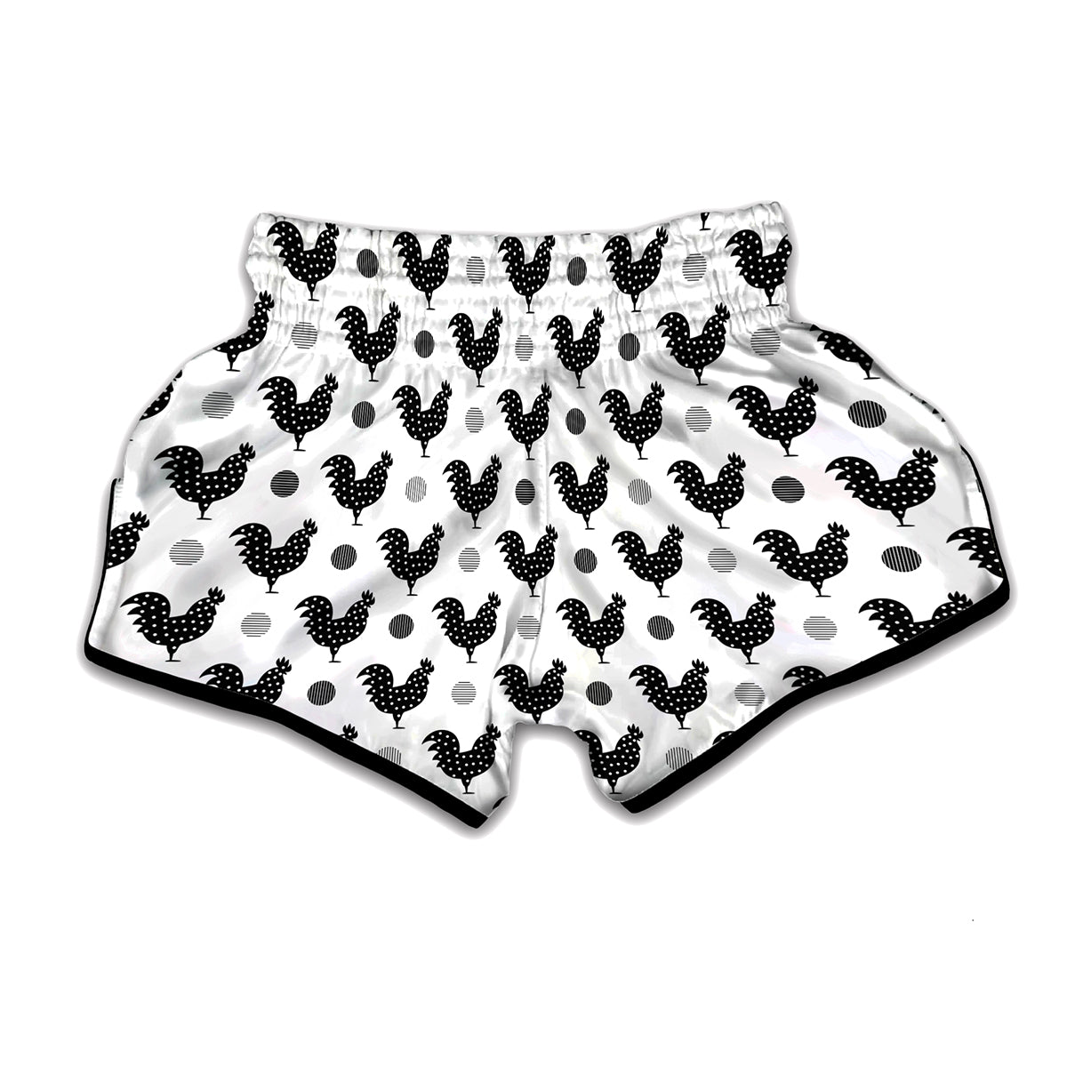 Polka Dot Rooster Pattern Print Muay Thai Boxing Shorts