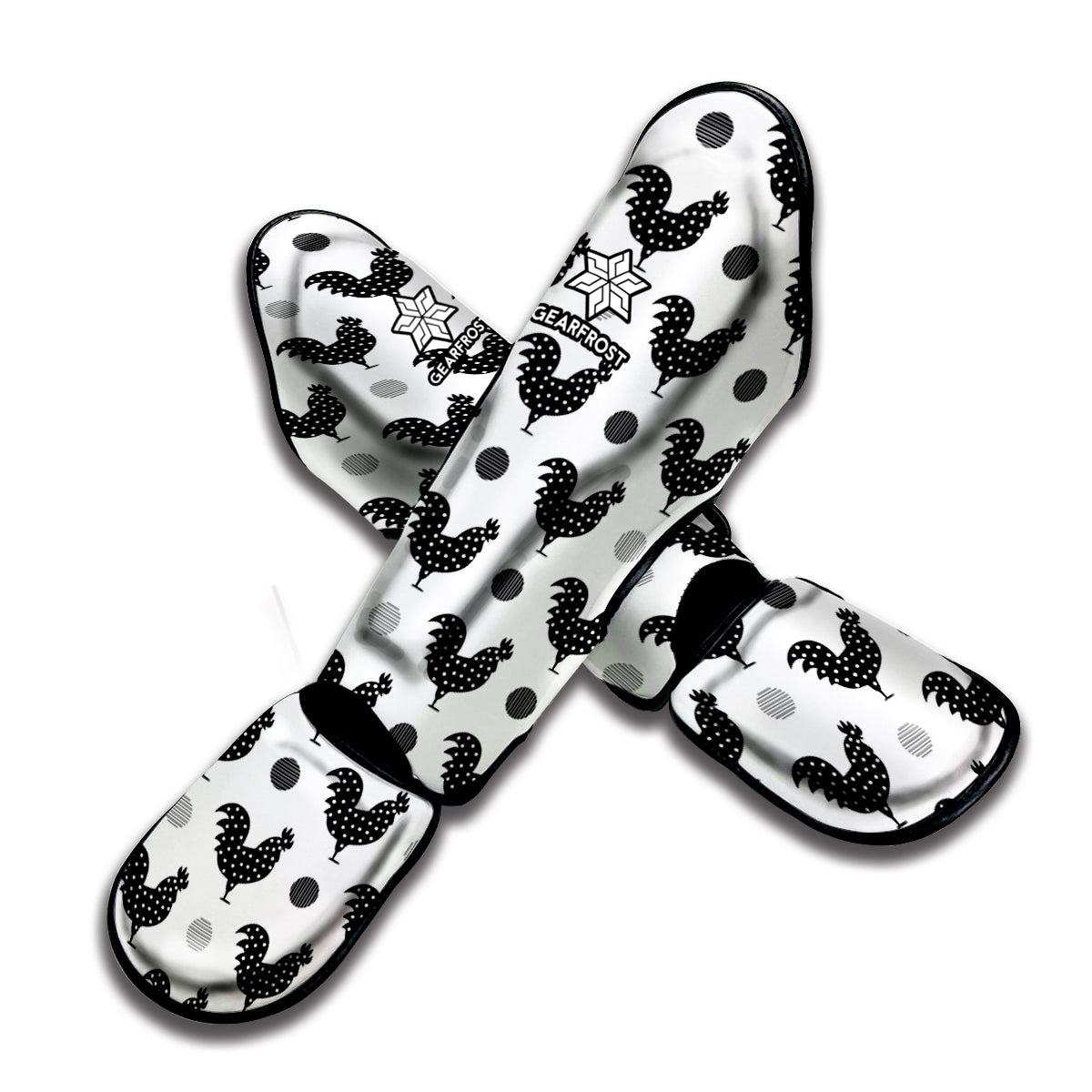 Polka Dot Rooster Pattern Print Muay Thai Shin Guard