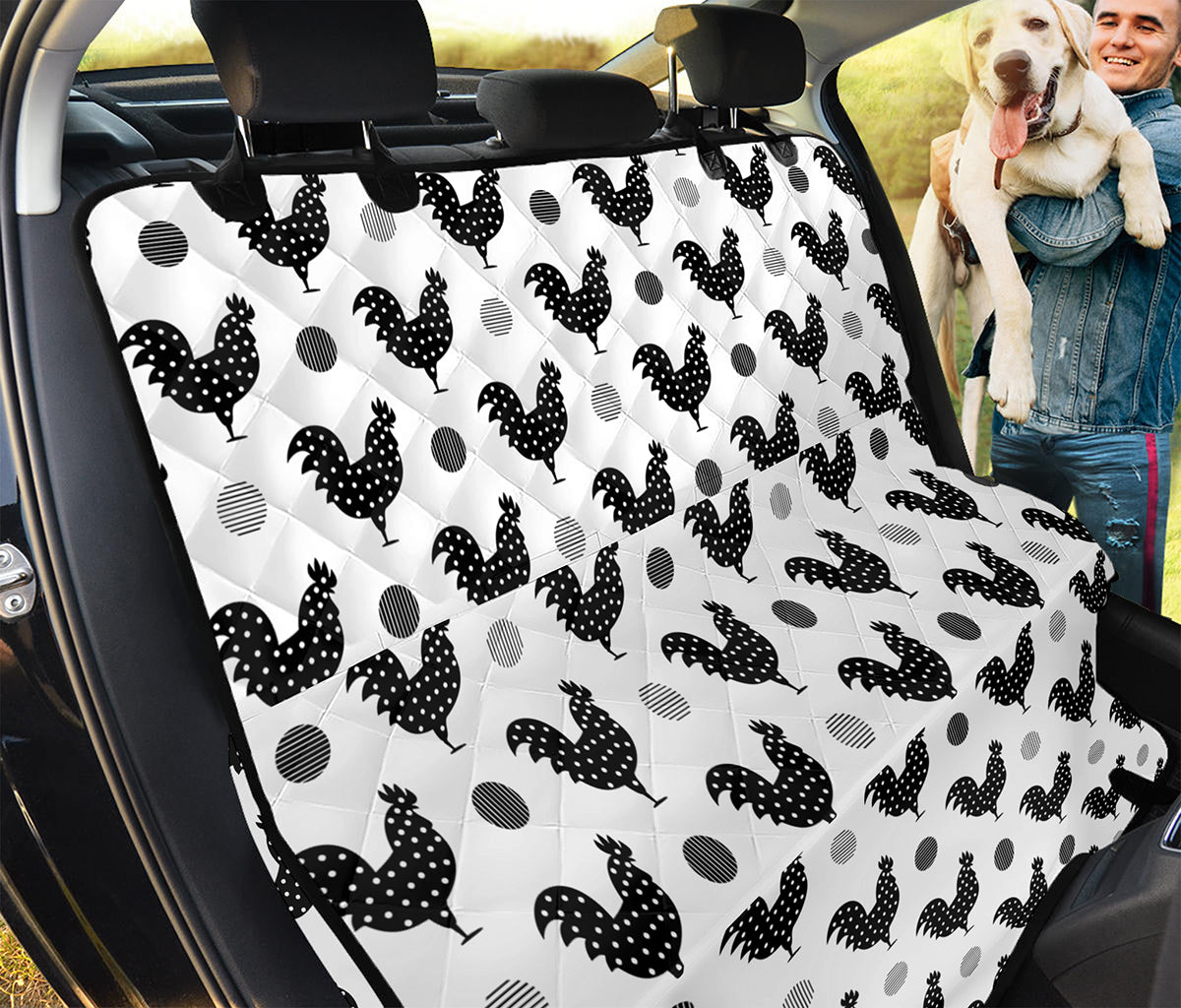 Polka Dot Rooster Pattern Print Pet Car Back Seat Cover