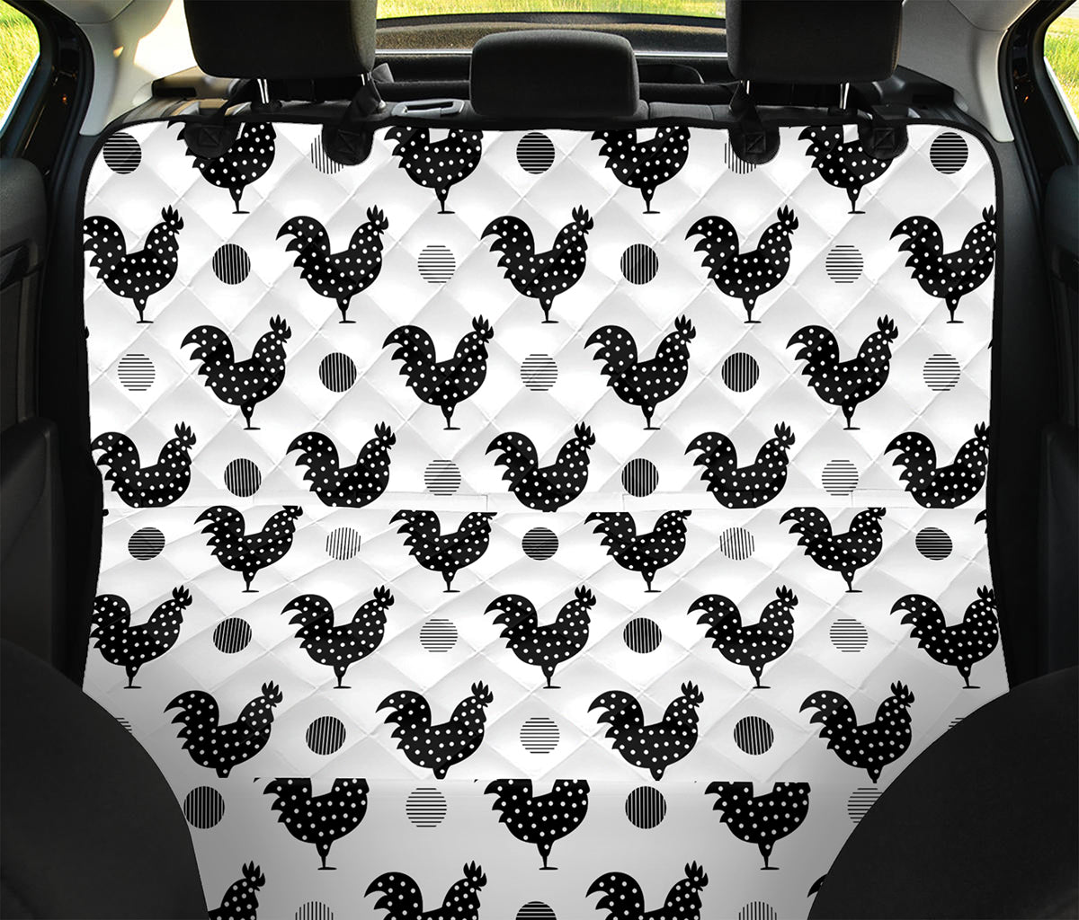 Polka Dot Rooster Pattern Print Pet Car Back Seat Cover