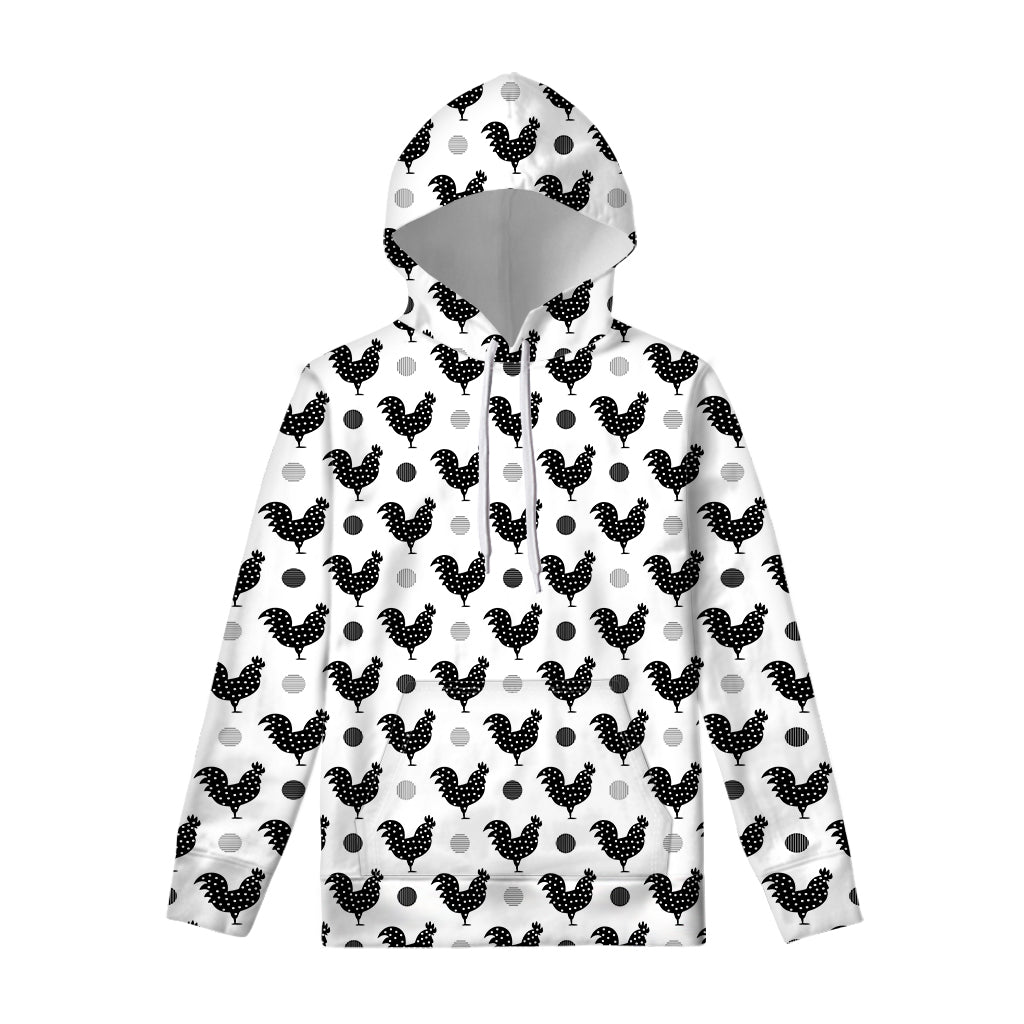 Polka Dot Rooster Pattern Print Pullover Hoodie