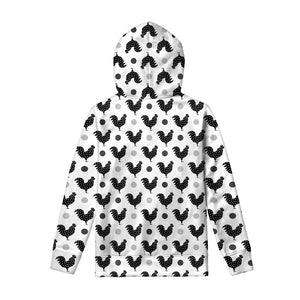 Polka Dot Rooster Pattern Print Pullover Hoodie