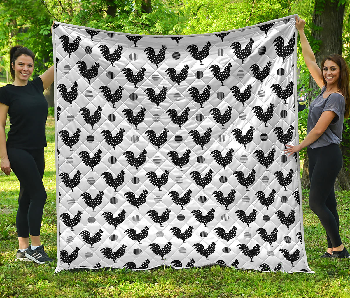 Polka Dot Rooster Pattern Print Quilt