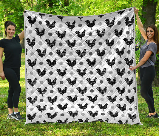 Polka Dot Rooster Pattern Print Quilt