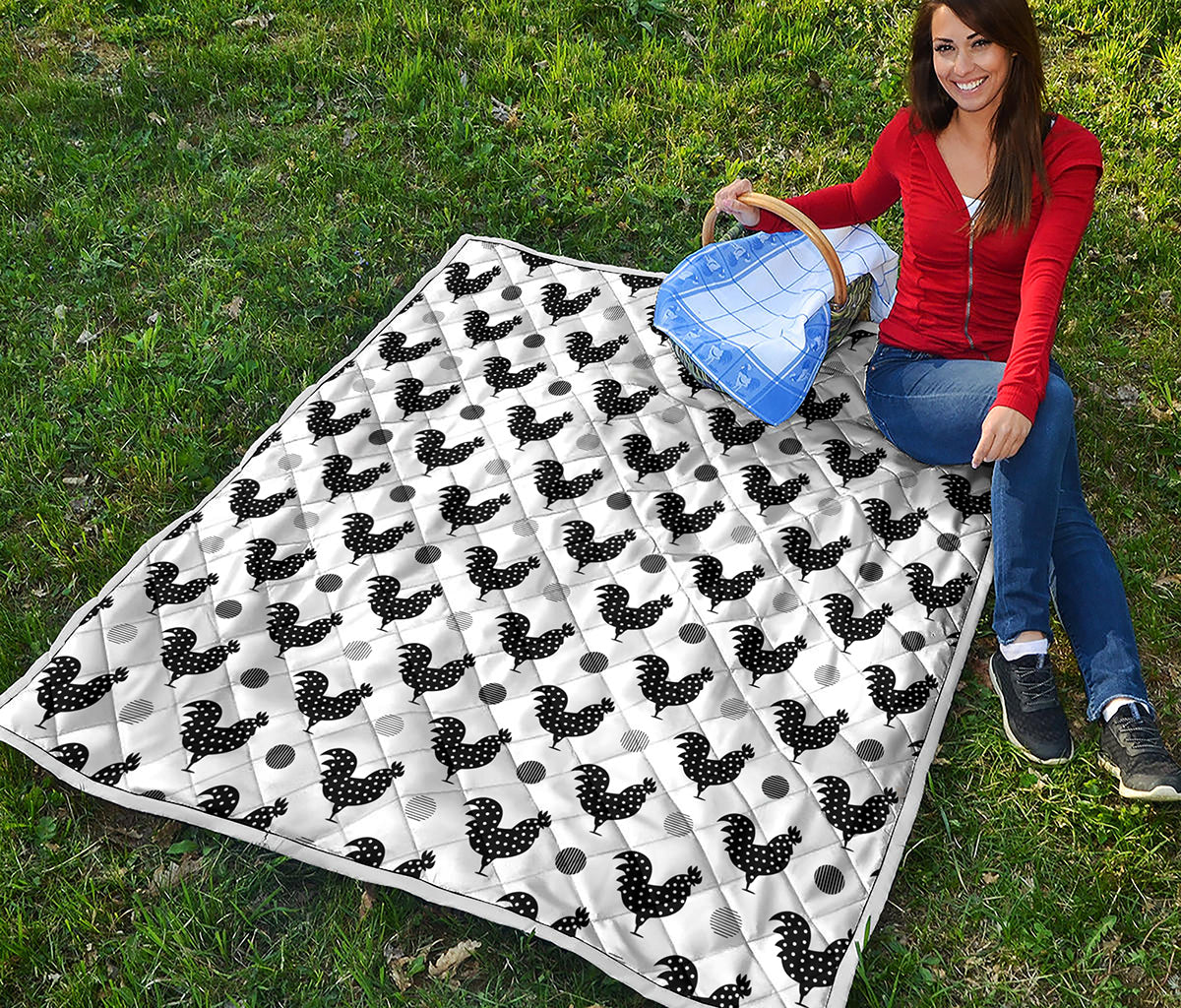 Polka Dot Rooster Pattern Print Quilt