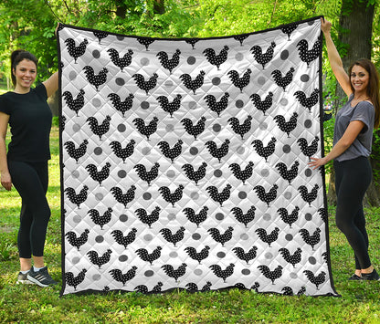 Polka Dot Rooster Pattern Print Quilt