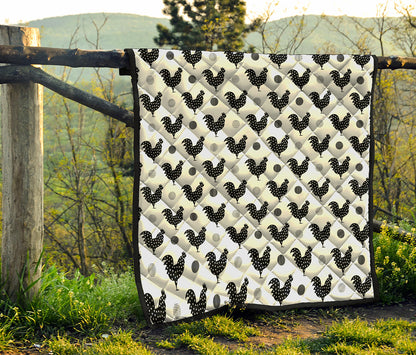 Polka Dot Rooster Pattern Print Quilt
