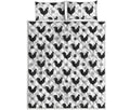 Polka Dot Rooster Pattern Print Quilt Bed Set
