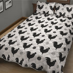 Polka Dot Rooster Pattern Print Quilt Bed Set