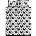 Polka Dot Rooster Pattern Print Quilt Bed Set
