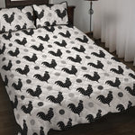 Polka Dot Rooster Pattern Print Quilt Bed Set