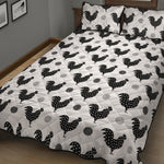 Polka Dot Rooster Pattern Print Quilt Bed Set