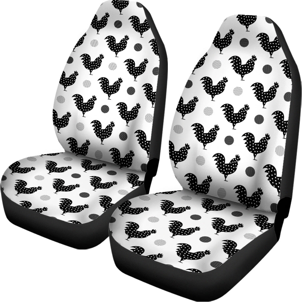 Polka Dot Rooster Pattern Print Universal Fit Car Seat Covers