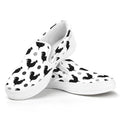 Polka Dot Rooster Pattern Print White Slip On Sneakers
