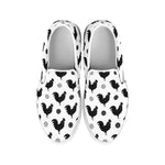 Polka Dot Rooster Pattern Print White Slip On Shoes