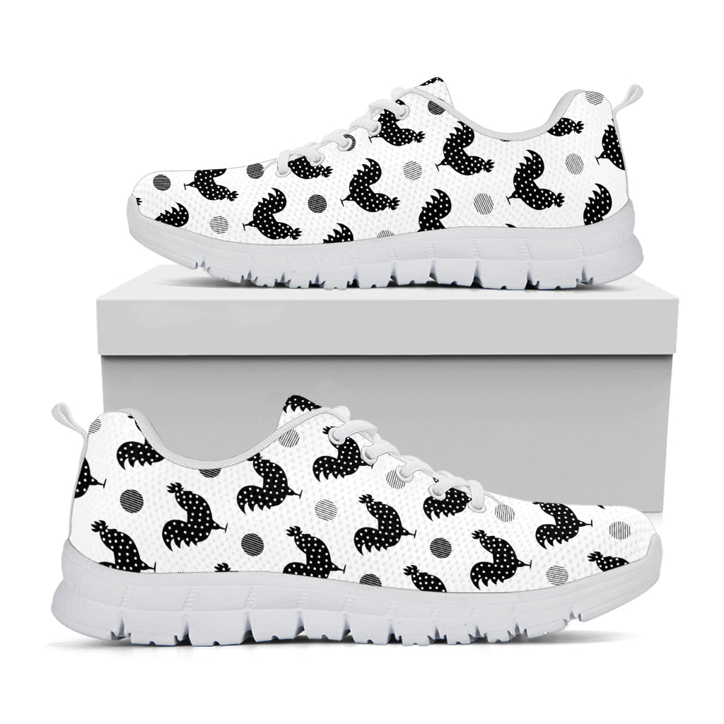 Polka Dot Rooster Pattern Print White Sneakers