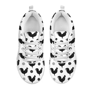 Polka Dot Rooster Pattern Print White Sneakers