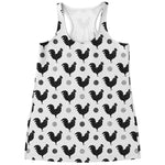 Polka Dot Rooster Pattern Print Women's Racerback Tank Top
