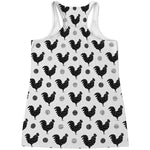 Polka Dot Rooster Pattern Print Women's Racerback Tank Top