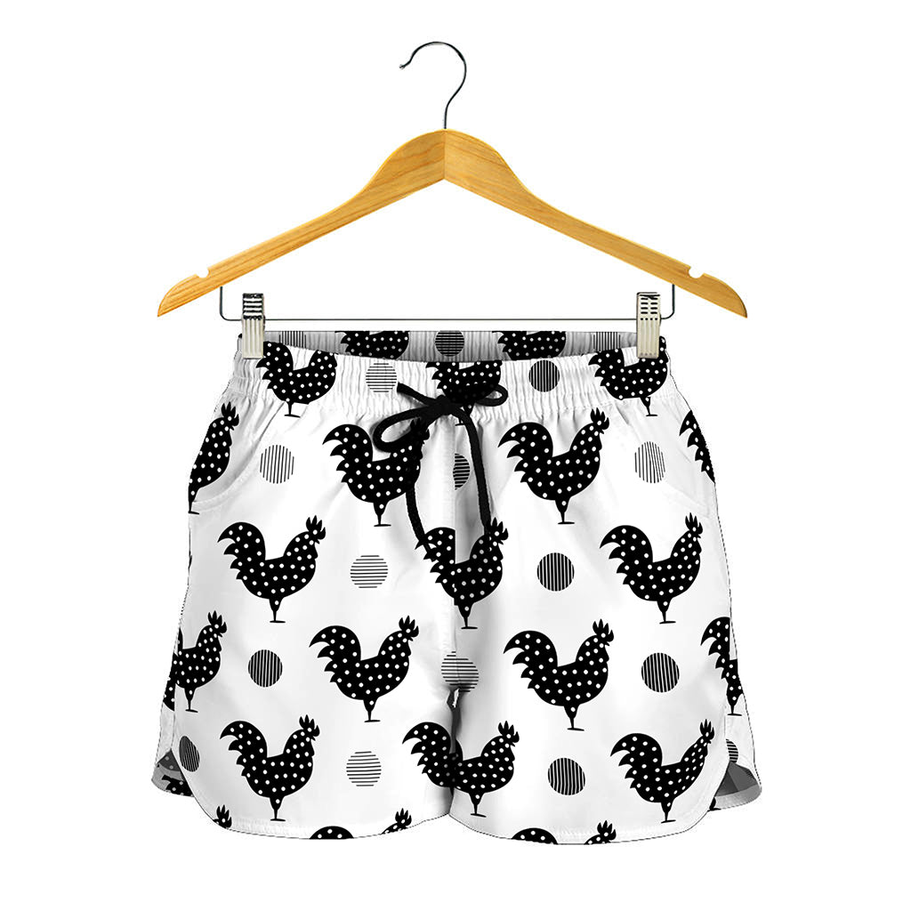 Polka Dot Rooster Pattern Print Women's Shorts