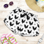 Polka Dot Rooster Pattern Print Women's Shorts