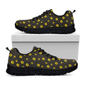 Polka Dot Sunflower Pattern Print Black Running Shoes