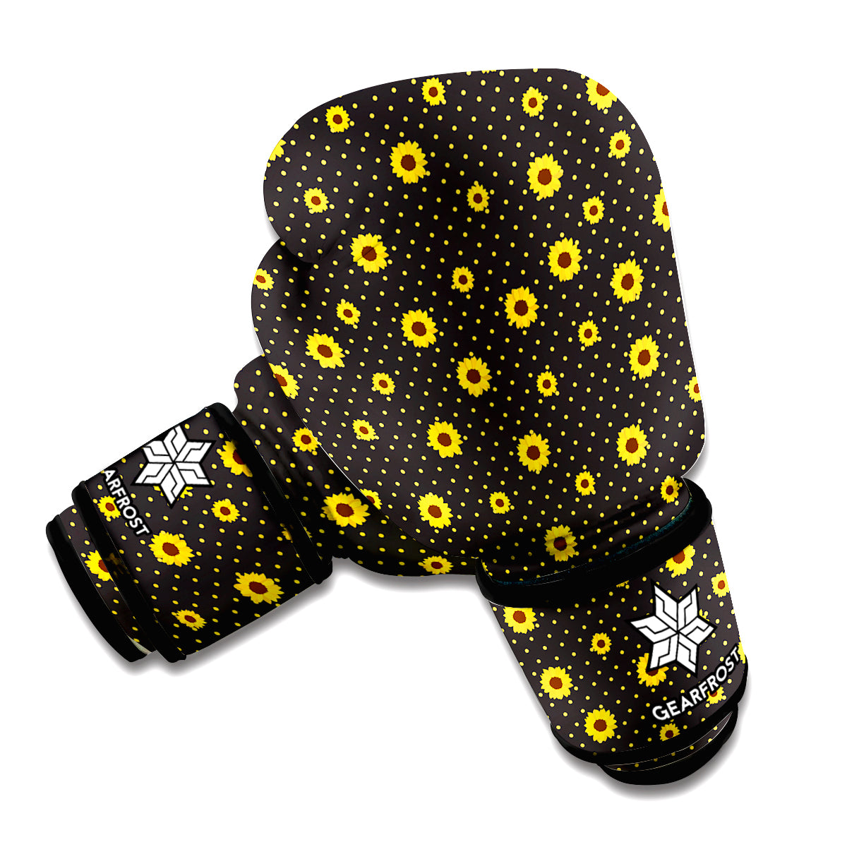 Polka Dot Sunflower Pattern Print Boxing Gloves