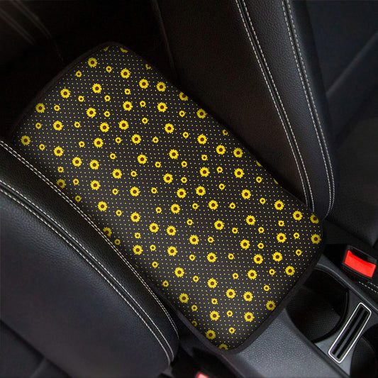 Polka Dot Sunflower Pattern Print Car Center Console Cover