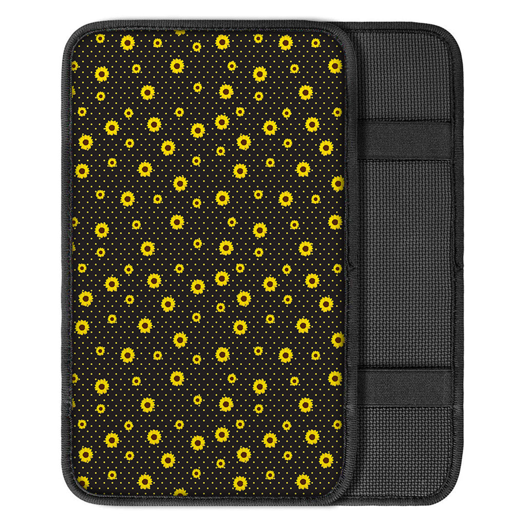 Polka Dot Sunflower Pattern Print Car Center Console Cover