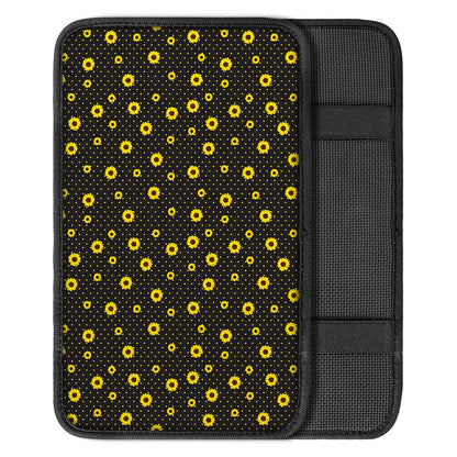 Polka Dot Sunflower Pattern Print Car Center Console Cover