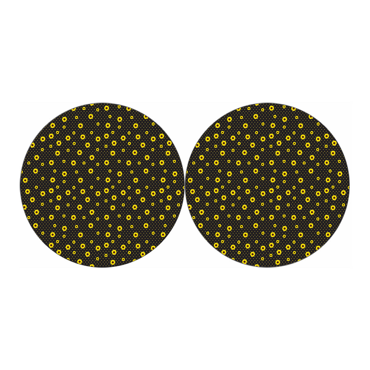 Polka Dot Sunflower Pattern Print Car Coasters