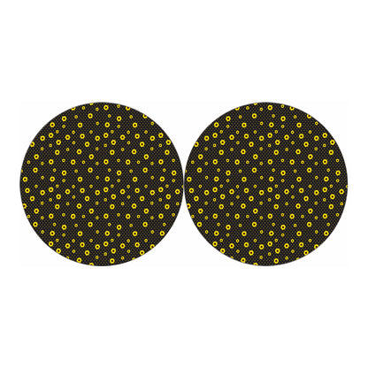 Polka Dot Sunflower Pattern Print Car Coasters