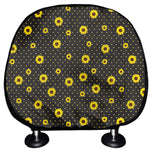 Polka Dot Sunflower Pattern Print Car Headrest Covers