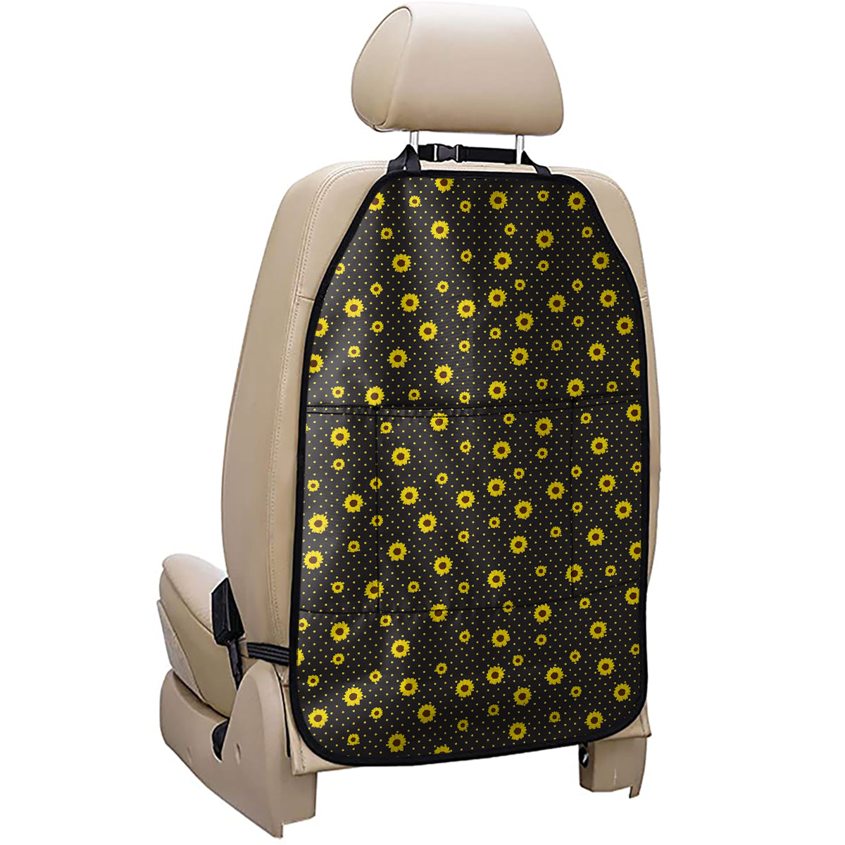 Polka Dot Sunflower Pattern Print Car Seat Organizers