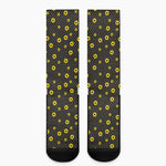 Polka Dot Sunflower Pattern Print Crew Socks