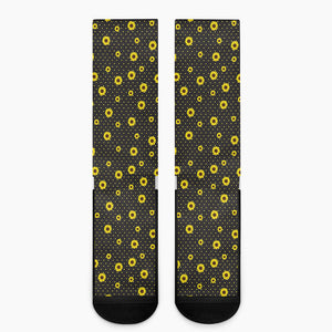 Polka Dot Sunflower Pattern Print Crew Socks