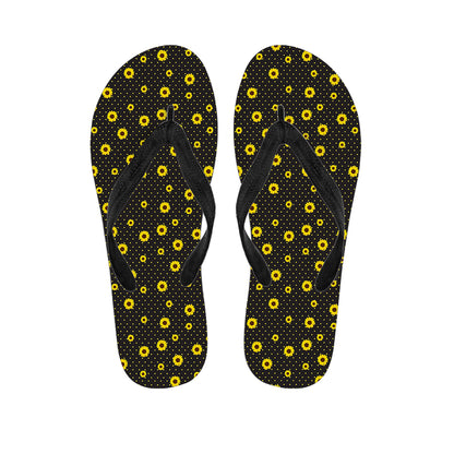 Polka Dot Sunflower Pattern Print Flip Flops