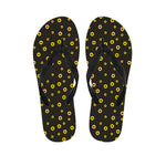 Polka Dot Sunflower Pattern Print Flip Flops
