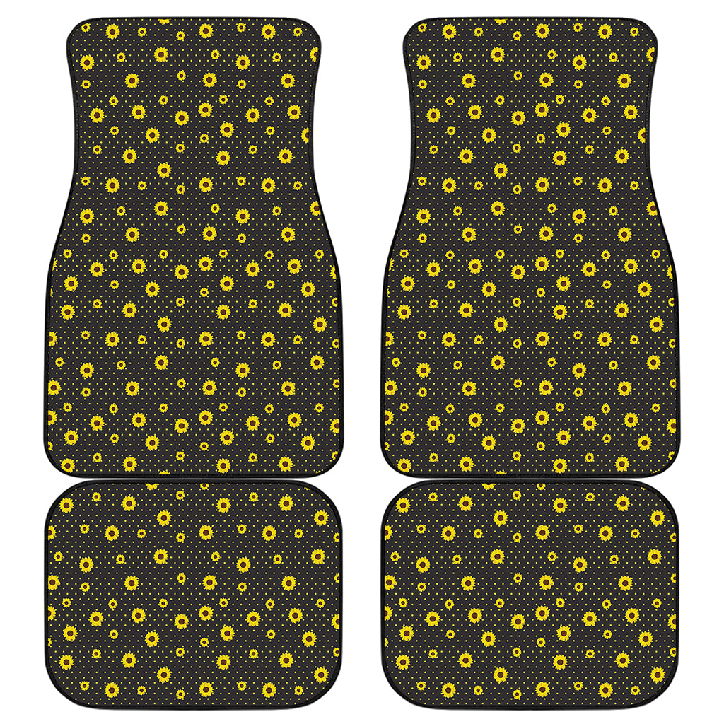 Polka Dot Sunflower Pattern Print Front and Back Car Floor Mats