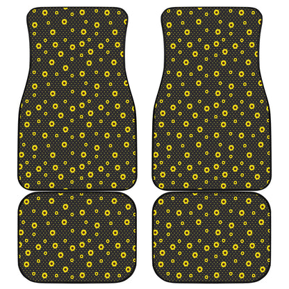 Polka Dot Sunflower Pattern Print Front and Back Car Floor Mats