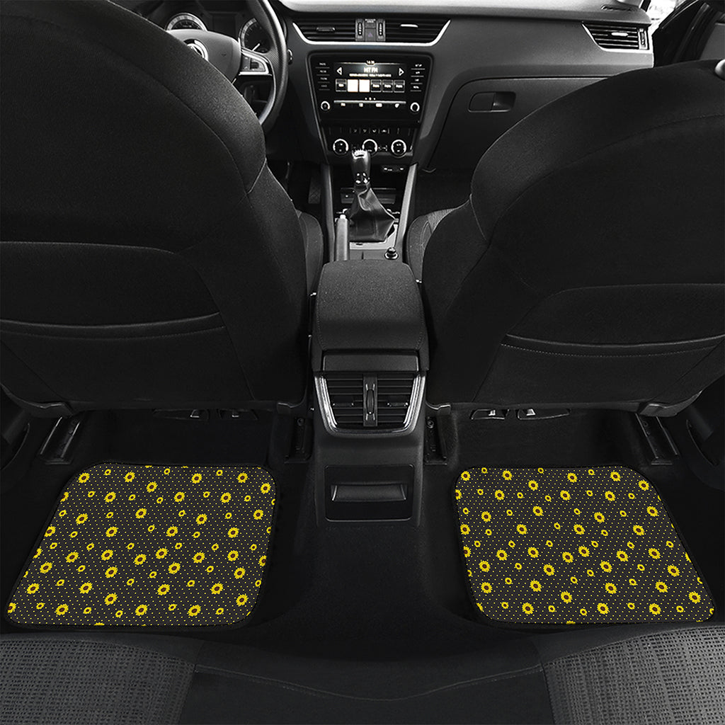 Polka Dot Sunflower Pattern Print Front and Back Car Floor Mats