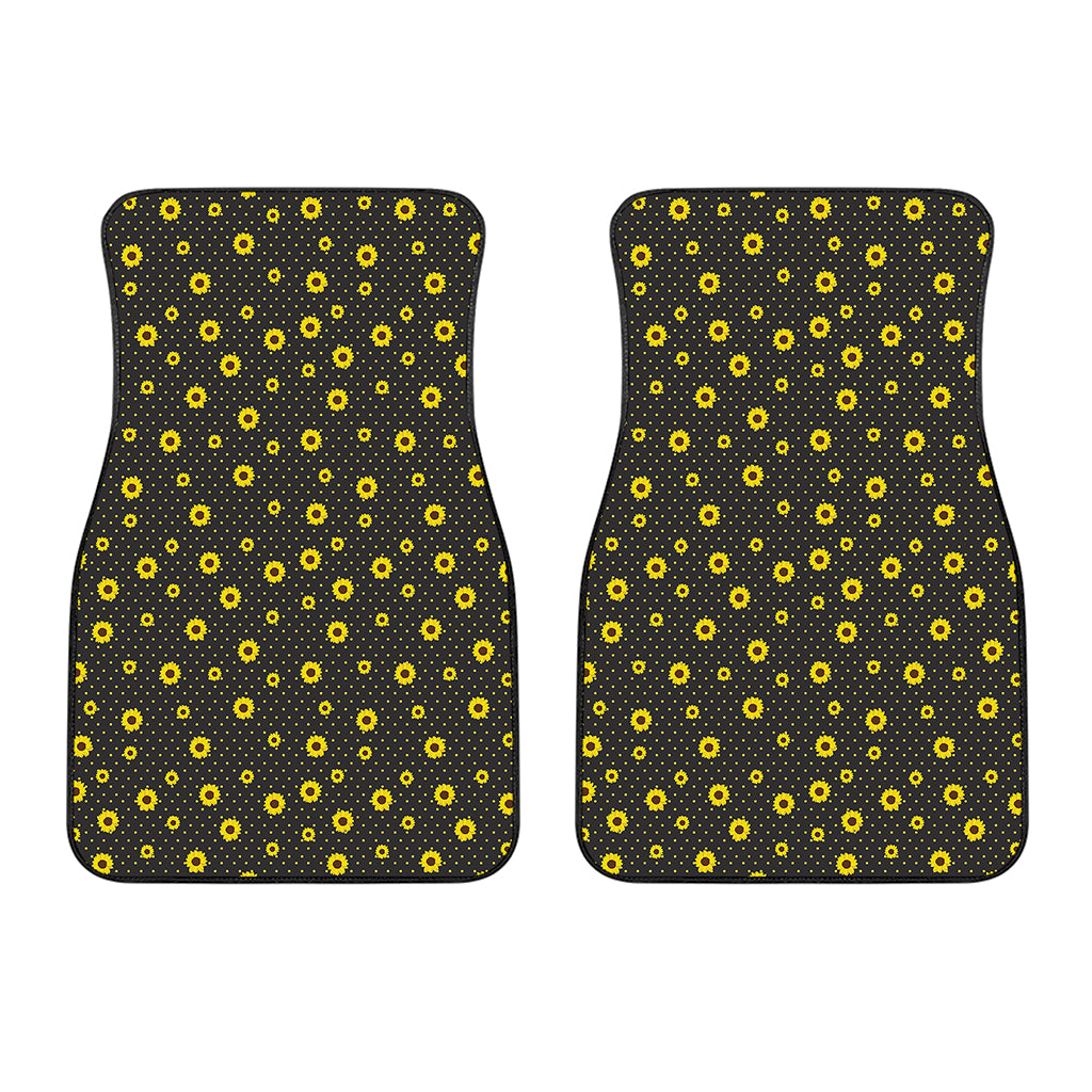 Polka Dot Sunflower Pattern Print Front Car Floor Mats