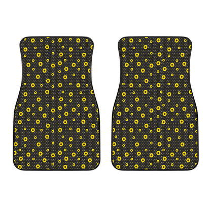 Polka Dot Sunflower Pattern Print Front Car Floor Mats