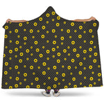 Polka Dot Sunflower Pattern Print Hooded Blanket