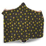 Polka Dot Sunflower Pattern Print Hooded Blanket