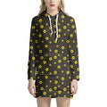 Polka Dot Sunflower Pattern Print Pullover Hoodie Dress